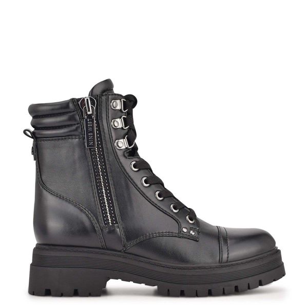 Nine West Prinze Lug Sole Black Ankle Boots | South Africa 24O62-1H58